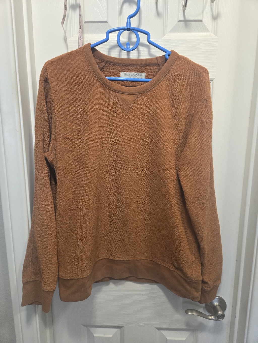 Outerknown Hightide Crew Pullover Terry Sweatshirt In A Rust Size M